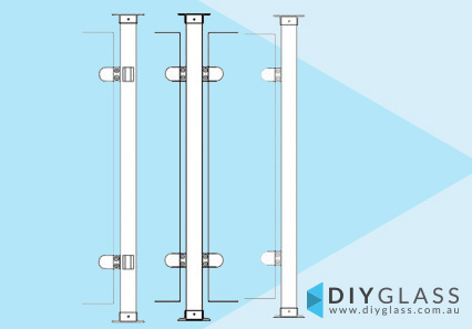 Round Glass Clamp Posts for Timber Top Rail