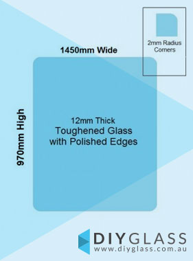 1450 x 970 Toughened Glass Balustrade Panel