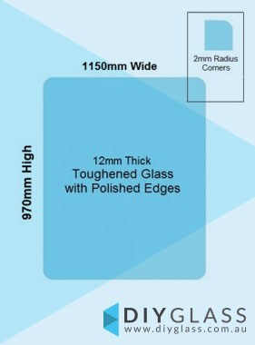 1150 x 970 Toughened Glass Balustrade Panel