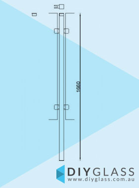 Centre Post - Core Hole - 1660mm 50x50 Square Glass Clamp for Glass Pool Fence
