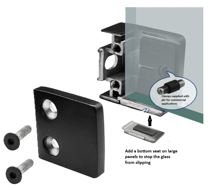 glass clamp with seat