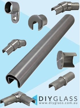 25mm Round Slotted Glass Top Rail