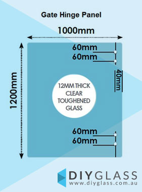 1000 x 1200 x 12mm Glass Pool Fence Hinge Panel
