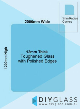 2000 x 1200mm Glass Pool Fence or Balustrade Panel