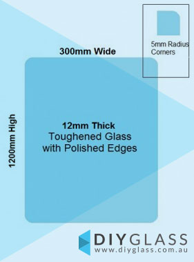 300x1200x12mm Toughened Glass Pool Fence / Balustrade Panels with Polished Edges