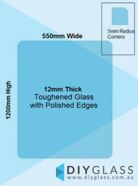 550x1200x12mm Toughened Glass Pool Fence / Balustrade Panels with Polished Edges