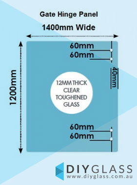 1400 x 1200 x 12mm Glass Pool Fence Hinge Panel