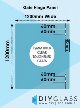 1200 x 1200 x 12mm Glass Pool Fence Hinge Panel