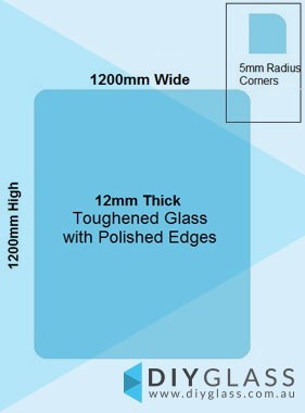 1200 x 1200mm Glass Pool Fence or Balustrade Panel
