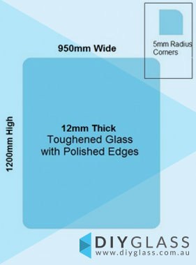 950x1200x12mm Toughened Glass Pool Fence / Balustrade Panels with Polished Edges