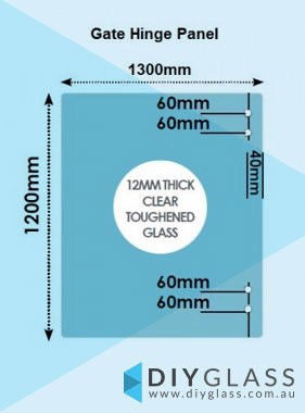 1300 x 1200 x 12mm Glass Pool Fence Hinge Panel