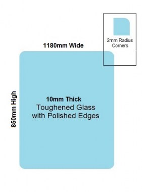 1180 x 850 Toughened Glass Balustrade Panel