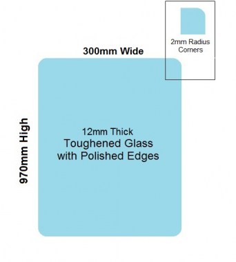 300 x 970 Toughened Glass Balustrade Panel