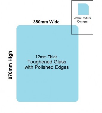 350 x 970 Toughened Glass Balustrade Panel