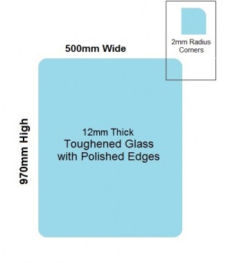 500 x 970 Toughened Glass Balustrade Panel