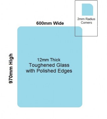 600 x 970 Toughened Glass Balustrade Panel