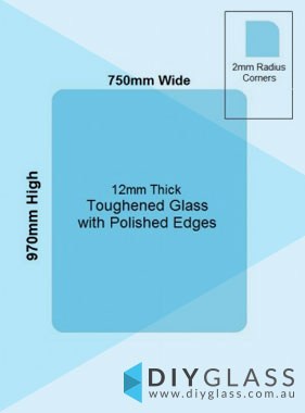 750 x 970 Toughened Glass Balustrade Panel
