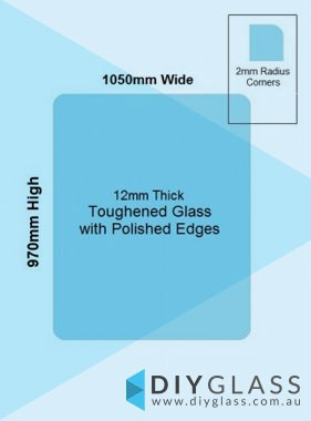 1050 x 970 Toughened Glass Balustrade Panel