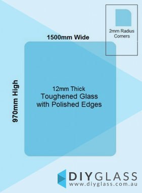 1500 x 970 Toughened Glass Balustrade Panel