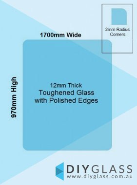 1700 x 970 Toughened Glass Balustrade Panel