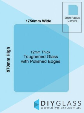 1750 x 970 Toughened Glass Balustrade Panel