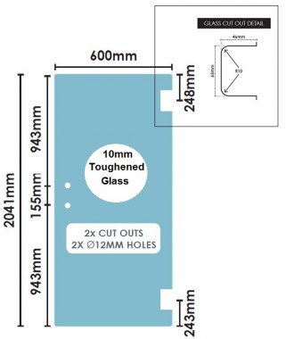 600mm Shower Screen Door Panel