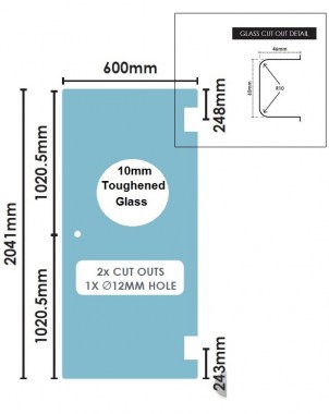 600mm Glass Shower Screen Door Panel