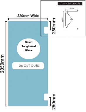 229mm Glass Shower Screen Hinge Panel