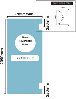 279mm Glass Shower Screen Hinge Panel