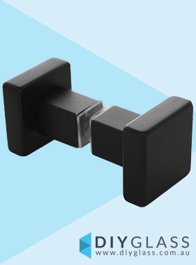 Square Recessed Matt Black Shower Screen Door Knob