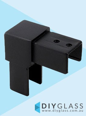 Matt Black 25x21mm Adj, Vertical Joiner for Glass Top Rail