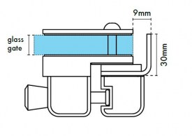 Black Glass to Wall/Square Post Economy Pool Fence Gate Latch