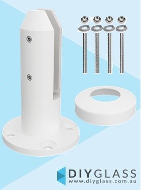 Matt White Round Base Plate Spigot with Cover and Fixing Rods