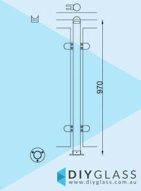 Centre Post - 2 Inch Round Glass Clamp for Stainless Top Rail