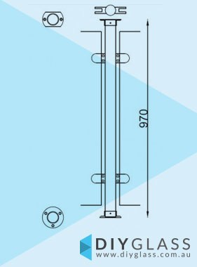 Centre Post - 2 Inch Round Glass Clamp for Timber Rail