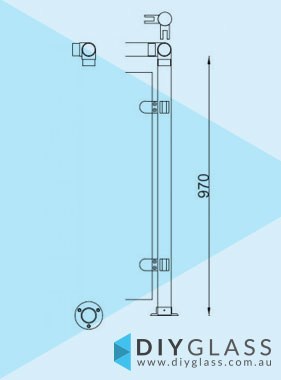 Corner Post - 2 Inch Round Glass Clamp Post for Stainless Rail