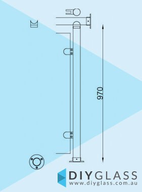 End Post - Over Run - 2 Inch Round Glass Clamp for Stainless Top Rail