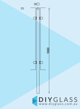 Centre Post -Core Hole - 1660mm 2 Inch Round Glass Clamp for Glass Pool Fence