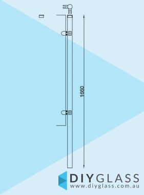 Corner Post - Core Hole - 1660mm 2 Inch Round Glass Clamp for Glass Pool Fence