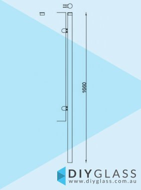 End Post - Core Hole - 1660mm 2 Inch Round Glass Clamp for Glass Pool Fence