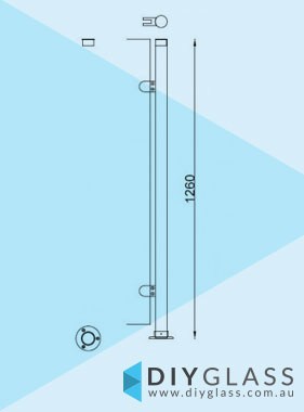 End Post - Base Plate - 1260mm 2 Inch Round Glass Clamp for Glass Pool Fence