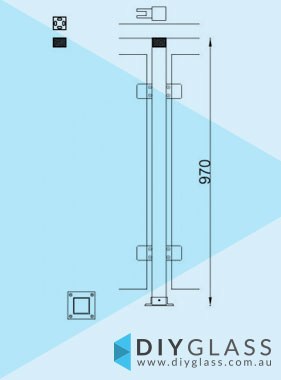 Centre Post - 50x50 Square Glass Clamp for Timber Rail