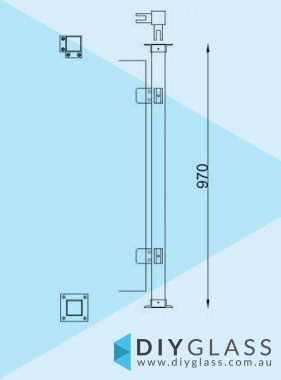 Corner Post - 50x50 Square Round Glass Clamp for Timber Rail