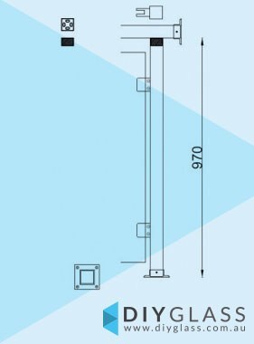 End Post - Over Run - 50x50 Square Glass Clamp for Stainless Rail