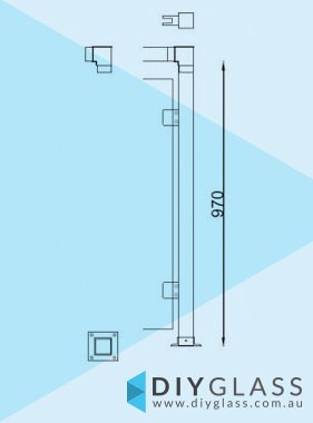 End Post - 50x50 Square Glass Clamp for Stainless Rail