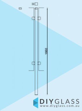 Centre Post - Core Hole - 1660mm 50x50 Square Glass Clamp for Glass Pool Fence