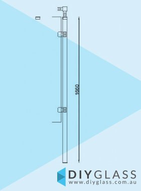 Corner Post - Core Hole - 1660mm 50x50 Square Glass Clamp for Glass Pool Fence