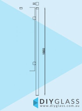 End Post - Core Hole - 1660mm 50x50 Square Glass Clamp for Glass Pool Fence