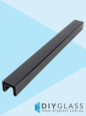 Matt Black 25x21mm 5800mm Long Slotted Glass Balustrade Top Rail 